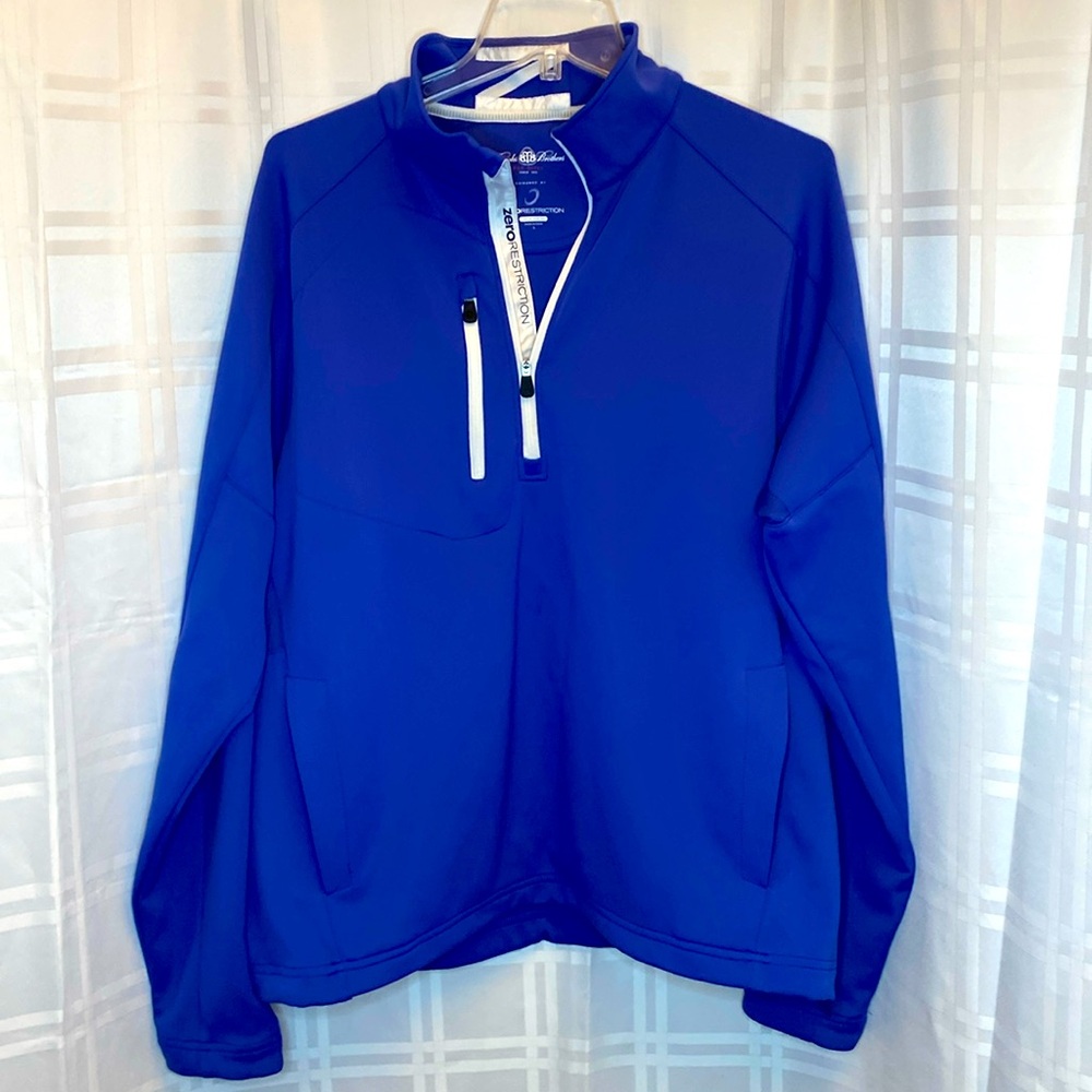 Brooks Brothers Zero Restriction Men’s Z500 Mock Neck 1/4 Zip Golf Pullover L